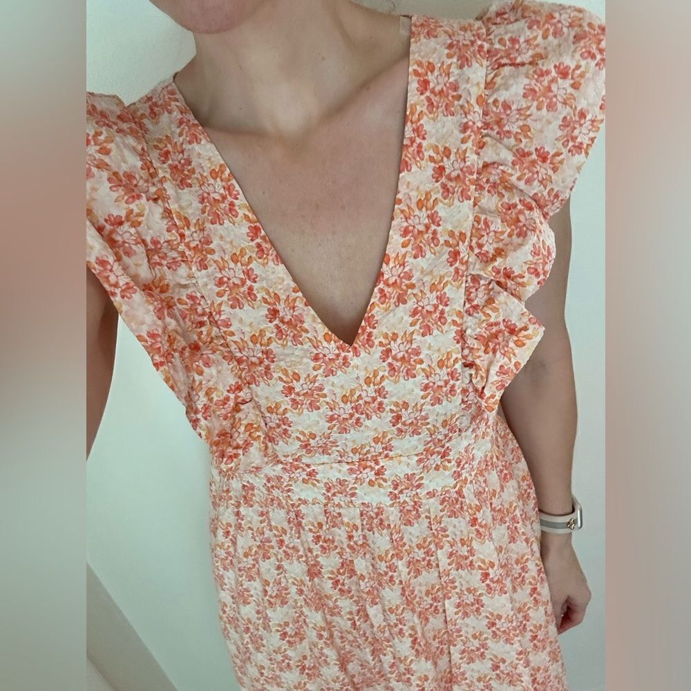 Karlie 100% cotton midi floral dress peach large L tuckernuck
